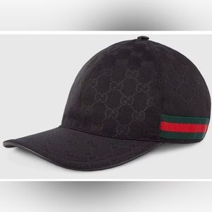 Authentic GUCCI Black GG Canvas Signature Web Baseball Cap Hat Large L 59cm